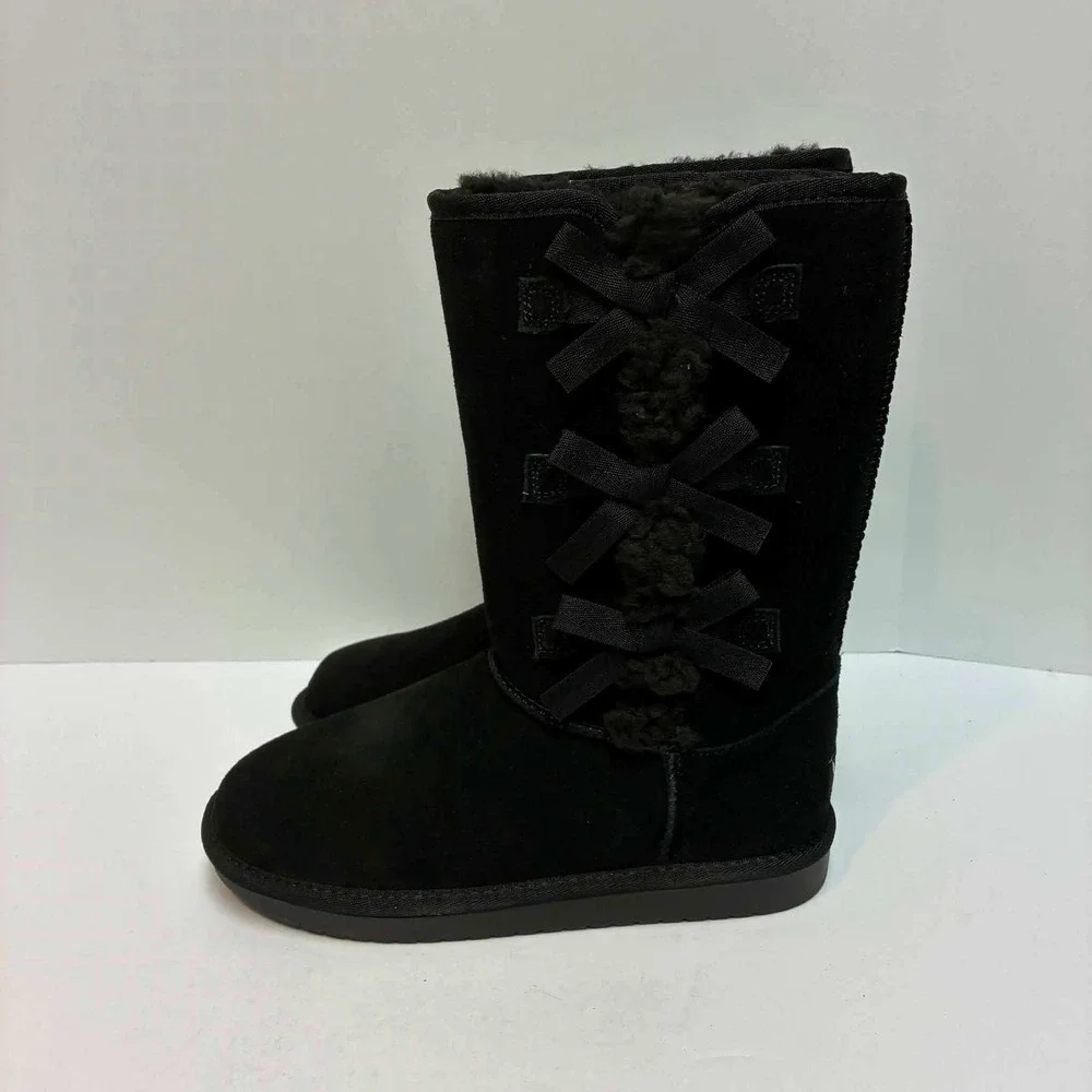 Koolaburra by UGG Victoria Tall Boots Womens 4 Black Suede Bow Detail